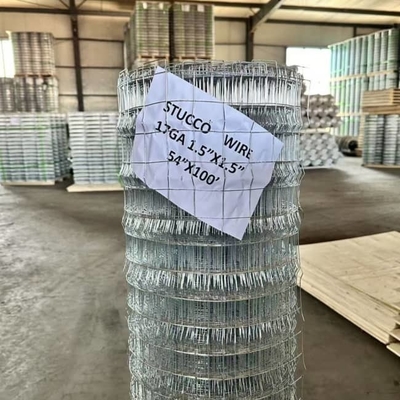 High Strength Welded Galvanized Stucco Mesh 17ga Mortar Support Skim Coat Application